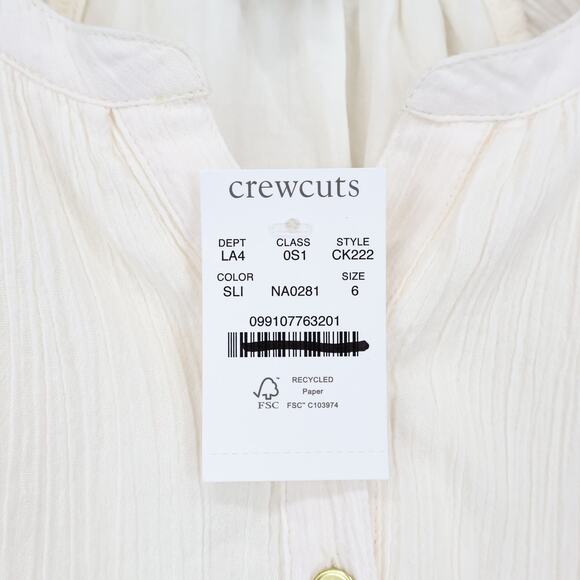 NWT Crewcuts Girls Embroidered Popover Dress In Airy Gauze Red Ivory Size 6 - Picture 8 of 9